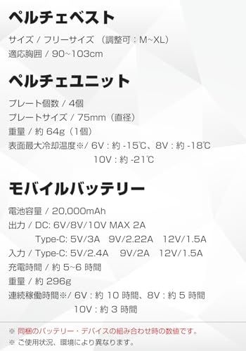 [LABEWVI] ペルチェベスト【最大-21℃ 瞬間冷却 】 20000ｍAh バッテリー付き ３段階冷感切替 M~XL対応 サイズ調整可能 通気 冷却ベスト 作業着 熱中症対策/ 5f82f369