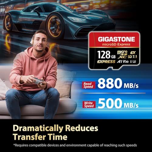 【Switch 2 専用設計】GIGASTONE microSD Express microSDカード 128GB SD7.1 読み取り速度/書き込み速度最大 880/500MB/s A1 V30 U3/ b3f9533d