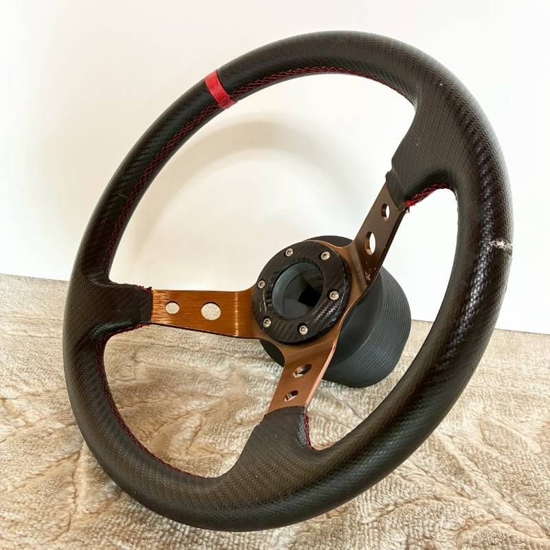 “中古 NARDI風 ウッドステアリング 3スポーク 希少】NARDI ナルディ風 ステアリング 3スポーク ディープコーン