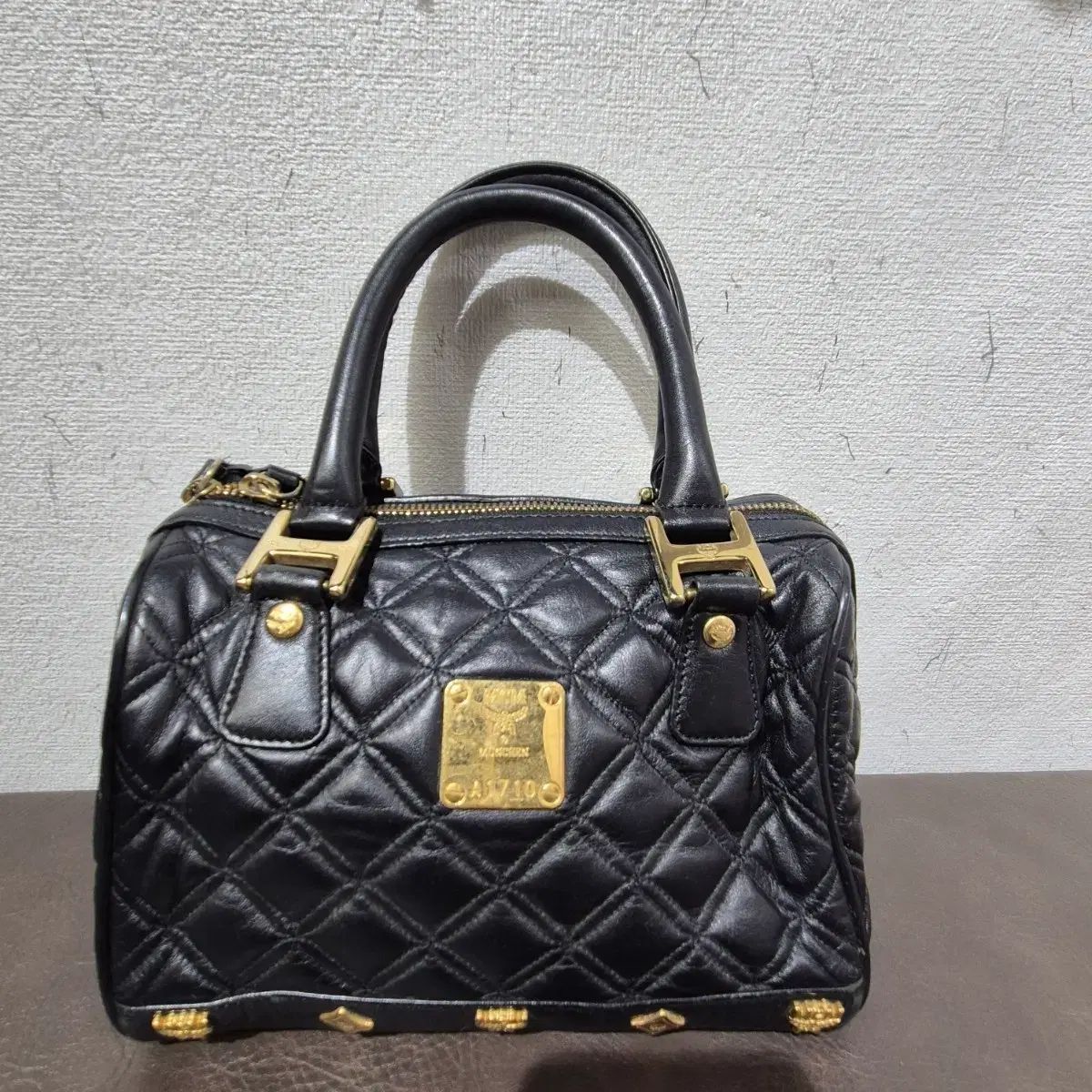 MCM キルティング ボストンバッグ ブラック