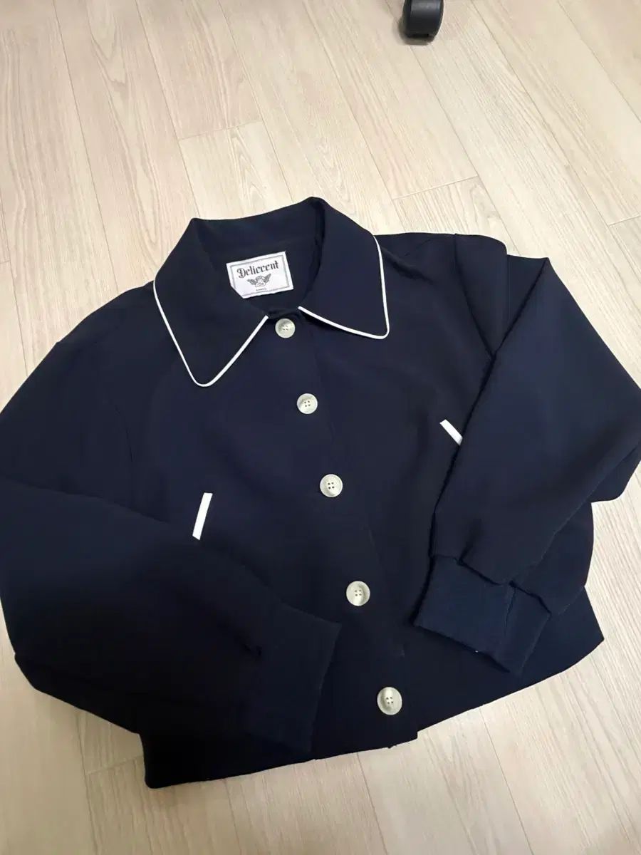 定価10)エイランド バイカラー クロップド オーバーサイズ KARA(カラ) ネイビー ジャケット