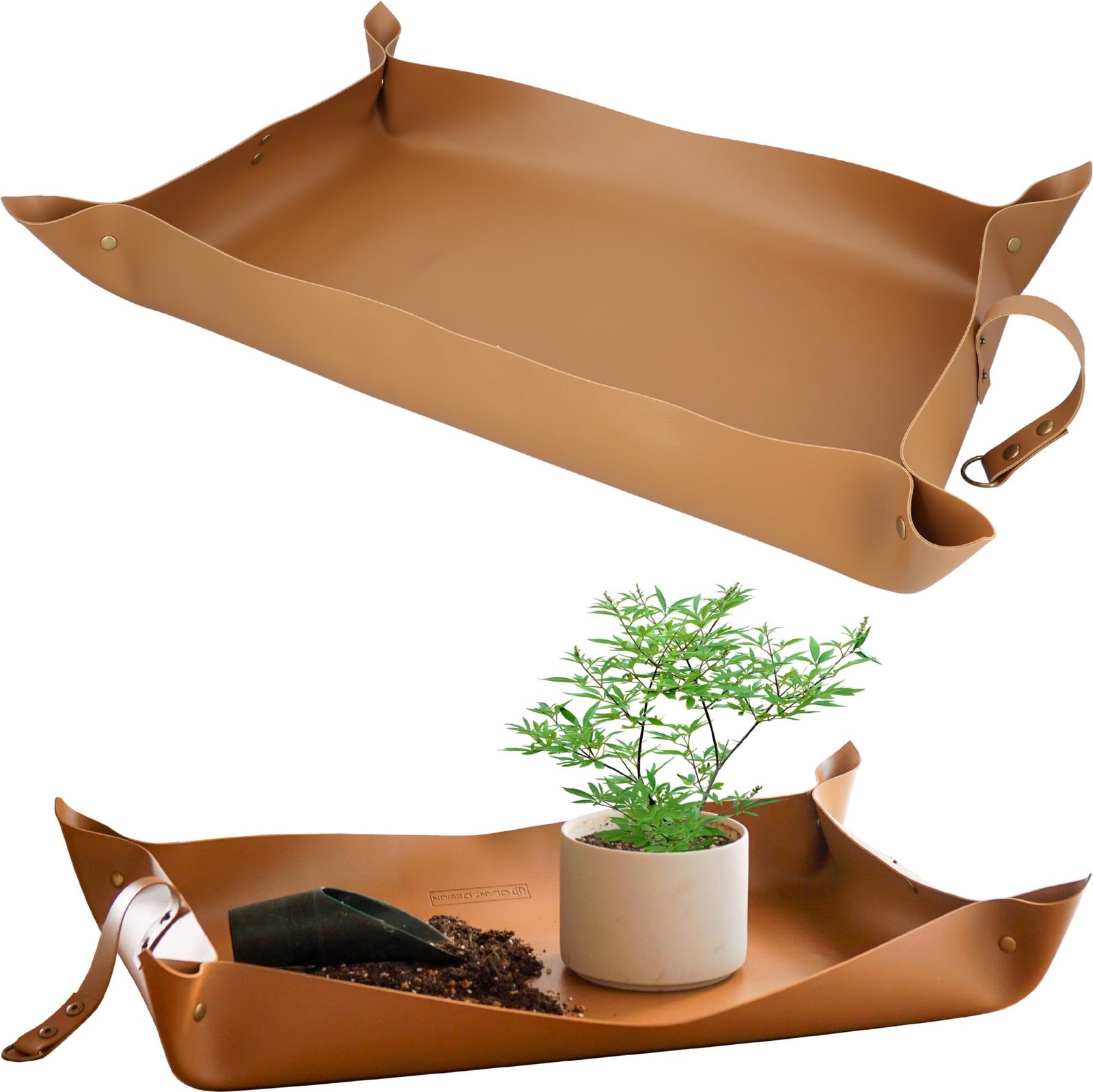 園芸シート 防水 厚手 大きめ インテリア 75cm×50cm ブラウン レザー マット 靴磨き用敷き革 園芸マット 植え替え用シート*vj