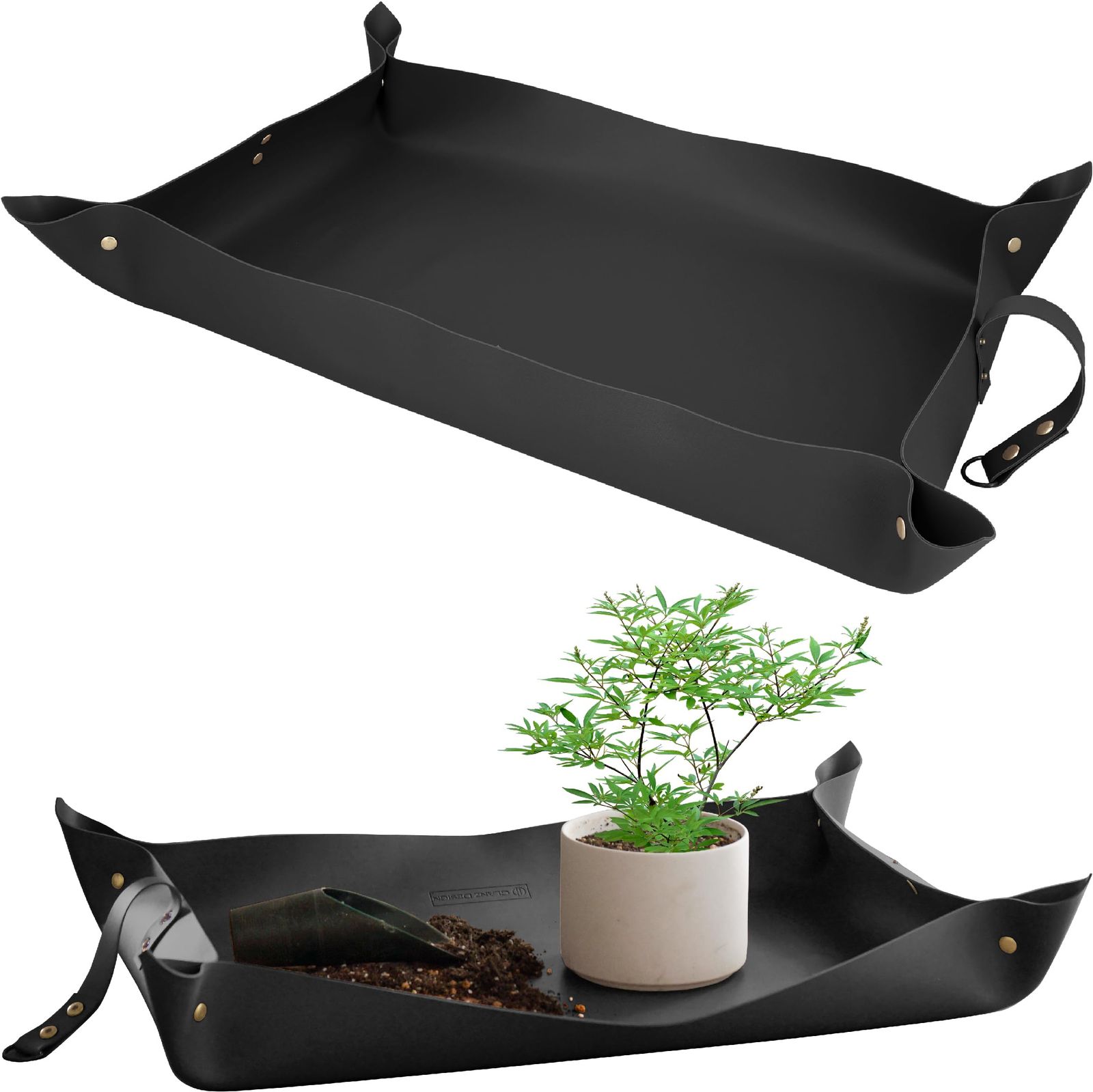 園芸シート 防水 厚手 大きめ インテリア 75cm×50cm ブラック レザー マット 靴磨き用敷き革 園芸マット 植え替え用シート*vj