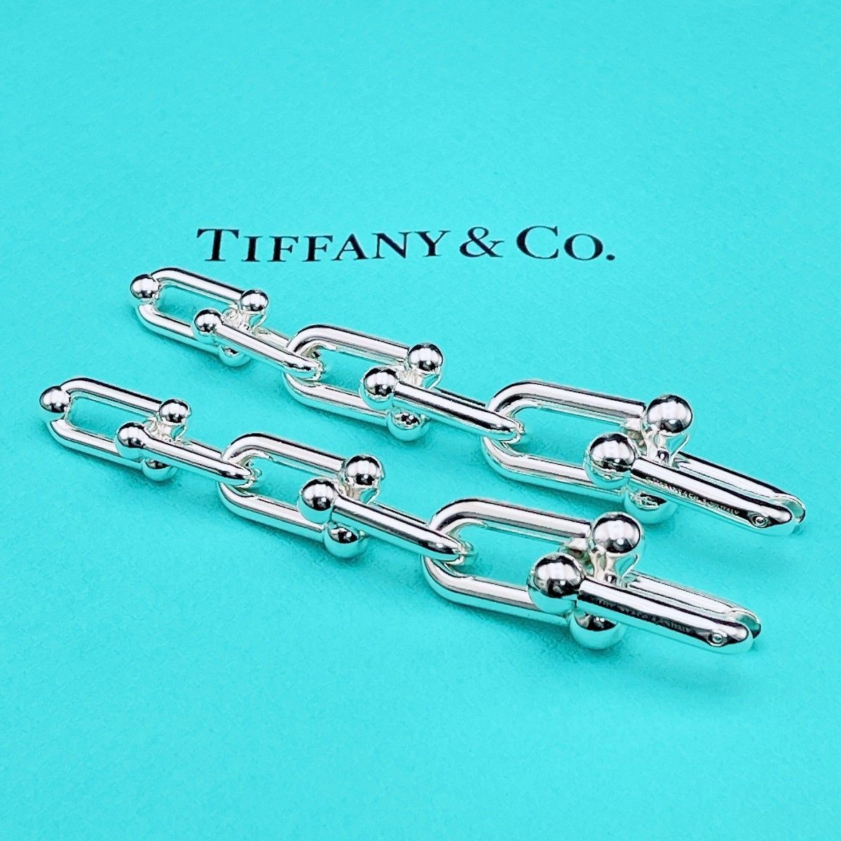 ◇ティファニー◇新品仕上済 Tiffany&Co. ハードウェア グラジュエイテッド リンク ピアス シルバー Ag925 23.8g ブランド