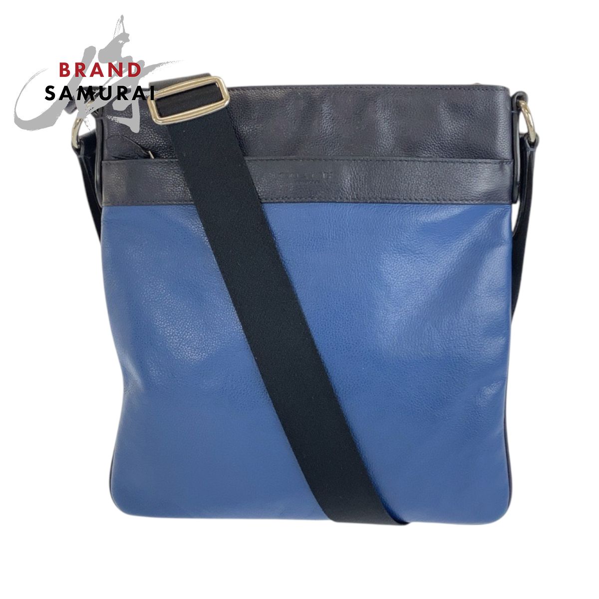 COACH コーチ ブルー ネイビー シルバー金具 レザー ショルダーバッグ 