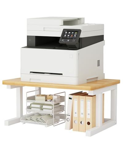 プリンター台 卓上 2段 小型 大型 プリンターラック 幅50cm a3対応 机上 置き台 収納棚 木製ラック棚 オフィス 省スペース 家庭用 部屋用 ホーム キッチン収納用 木目 総耐荷重40kg 奥行40cm 高さ27.2cm 組立簡単 在宅勤務 事務ｍａ