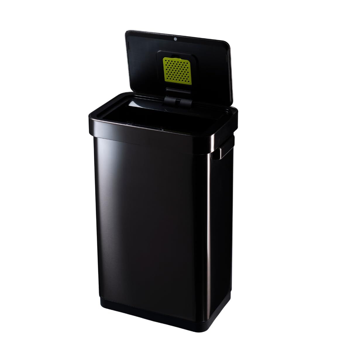 EKO ゴミ箱 自動開閉 デラックスミラージュ T-センサービン ブラックスチール 45L ステンレスふた付き インナーボックス無し EK9378BS-45Lｍａ