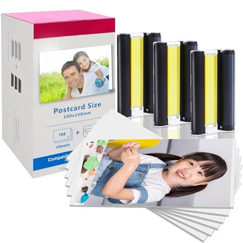 LCL 互換品 キヤノン用 Canon用 Selphy CP1500 CP1300 CP1200 CP1000 CP910 写真用紙＆インクカセット 108枚(ポストカードサイズ100x148mm)+3個インク Canon Selphy CP910 CP9ｍａ