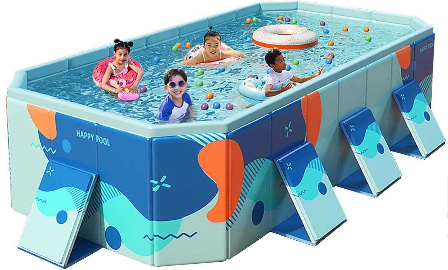 プール 大型 家庭プール 空気入れ不要 折りたたみプール 大型プール 2.1M 子供用プール 深い 四角い プール大きめ 折り畳みプール 巨大プール 大きいプール 特大プール 収納便利 子【カラー5】 8,016円
