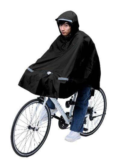[Keia+] 川住製作所 自転車 膝を雨から守るレインポンチョ クロスバイク&一般車用 KW-910BK ブラックJu
