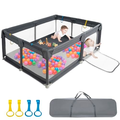 ☆新品☆BQKOZFIN ベビーサークル サークル 赤ちゃん （120x160x66cm）長方形 コンパクト 扉付き 大型 プレイヤード baby playpen 滑り止め吸盤 メッシュタイプ 洗濯可能 収納バッグ付き 室内外対応 子供 軽量 6ccf0925