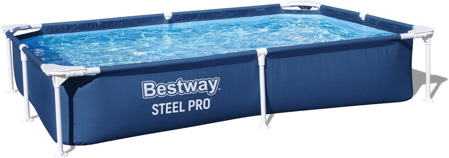 Bestway 大型ファミリーフレームプール 221cm 長方形 家庭用 水遊び 庭 プール 56401【1) 幅2.21m 1) 長方形プール】