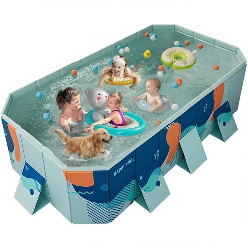 プール 空気入れ不要 ビニールプール 大型 折り畳み式 水遊び 家庭用 子供用 ペット用 収納便利【1.8M（外径180*135*45CM，内径160*110*45CM） ダークグレー（標準タイプ）】