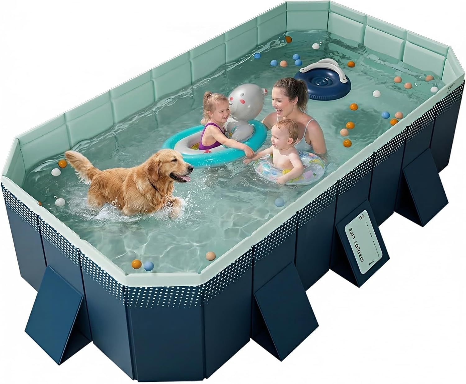プール 空気入れ不要 ビニールプール 大型 折り畳み式 水遊び 家庭用 子供用 ペット用 収納便利【2.6M（外径260*165*50CM，内径225*125*50CM） ダークグレー（標準タイプ）】