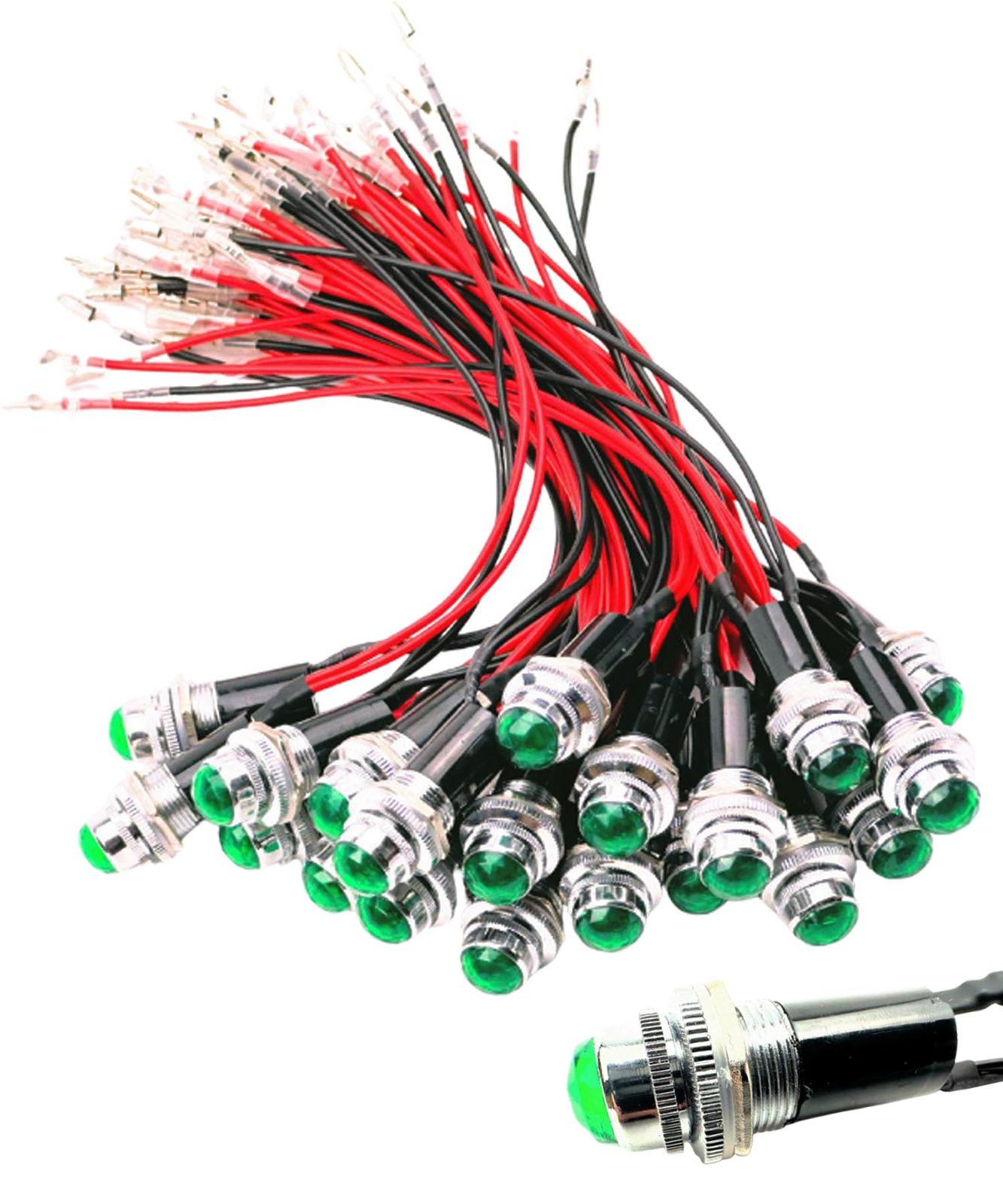 HTharros LEDパイロットランプ ダイヤカット LED埋め込み式 24V 16mm 16φ 緑色 20個セット グリーン 20個 [グリーン] [20個]