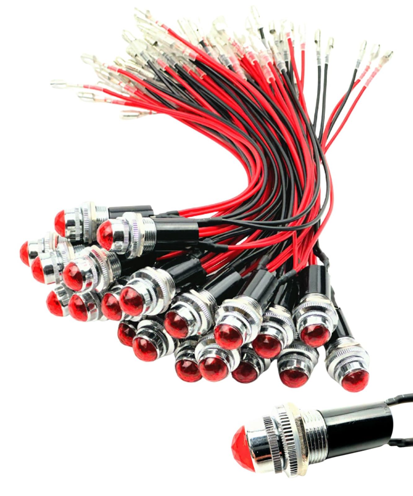 HTharros LEDパイロットランプ ダイヤカット LED埋め込み式 24V 16mm 16φ 赤色 20個セット レッド 20個 [レッド] [20個]