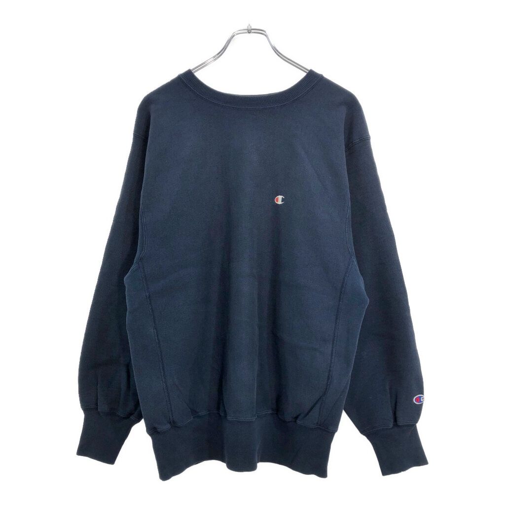 90年代 Champion チャンピオン ワンポイントロゴ 刺繍 REVERSE WEAVE リバースウィーブ スウェット ネイビー(メンズ L)中古 古着 V6165