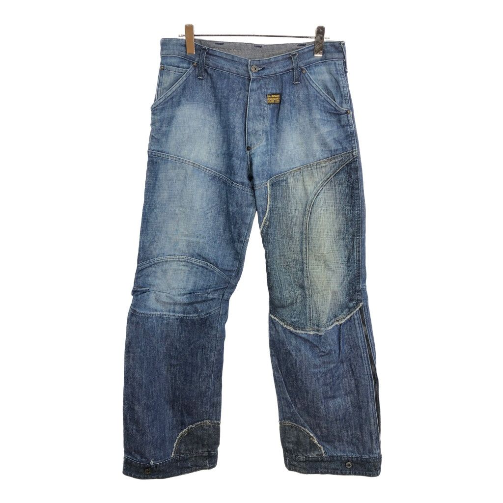 G-STAR RAW ジースターロウ サイドジップ ダブルニー デニムパンツ Y2K ブルー(メンズ W34 L34)中古 古着 V5348