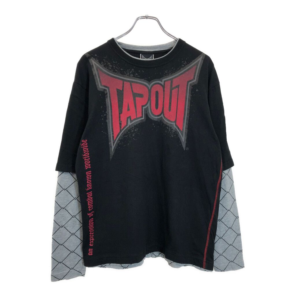 TAP OUT タップアウト 長袖Ｔシャツ Y2K ブラック(ボーイズ XL)中古 古着 V5358