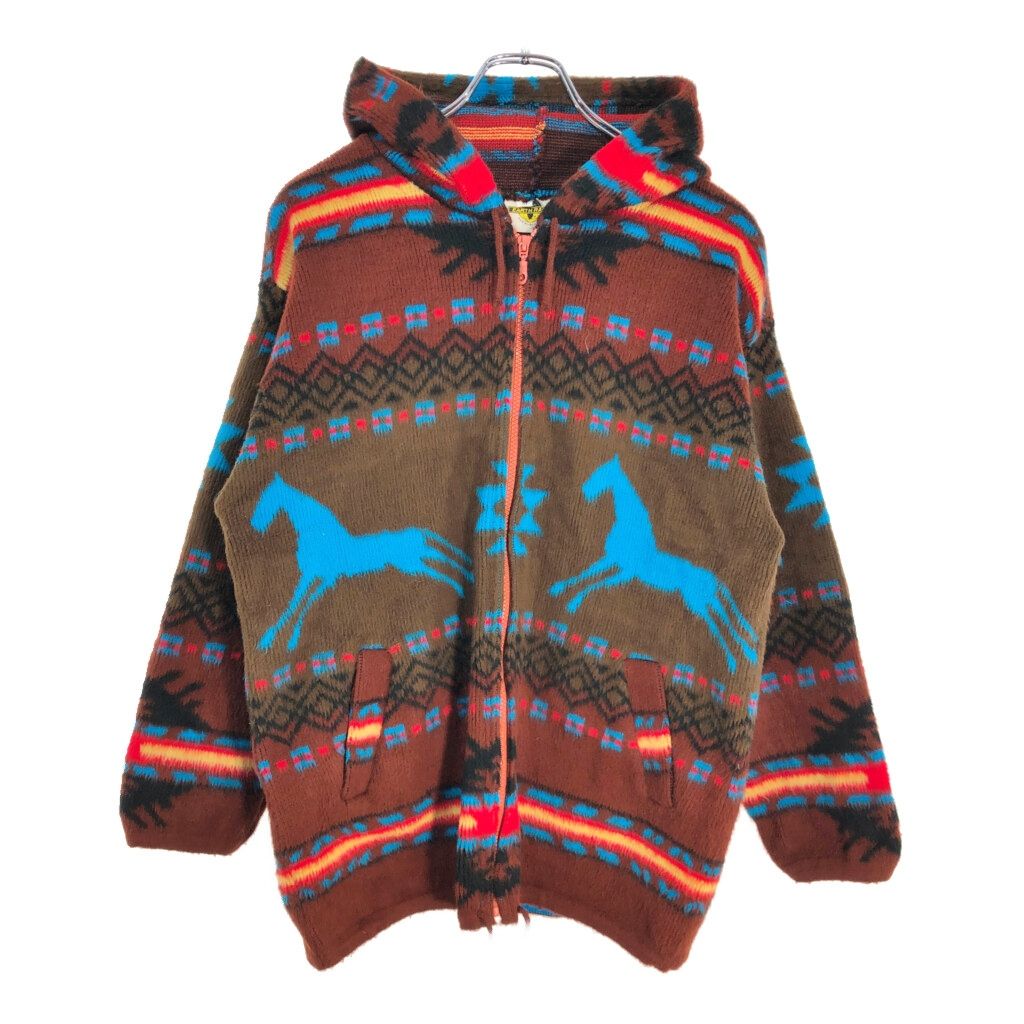 EARTH RAGS メキシカン パーカー ネイティブ柄 ブラウン(メンズ M)中古 古着 V5457