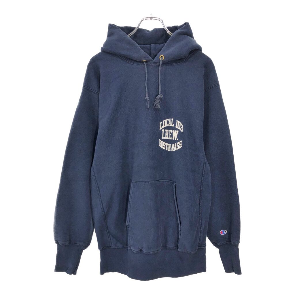 90年代 USA製 Champion チャンピオン REVERSE WEAVE リバースウィーブ スウェットパーカー ネイビー(メンズ XL)中古 古着 V6126