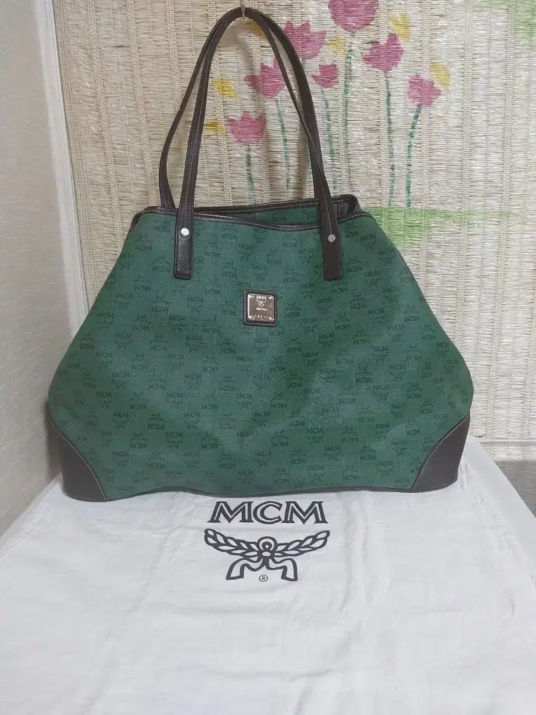 正規品) MCM ヴィセトス ファブリック トートバッグ グリーン