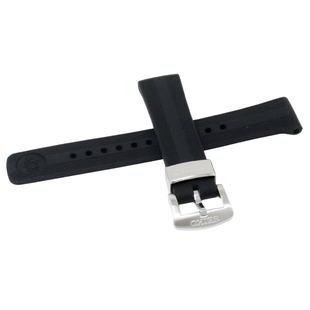 新品 [セイコー] バンド 腕時計 20mm ベルト シリコン メンズ 黒 ブラック ダイビング使用可能 取外・取付説明書付 (黒)