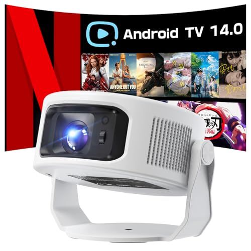 Philoent プロジェクター 家庭用 小型 【1080P 8K対応＆HDR高ダイナミック画質＆1400Ansi 】Android TV 14.0搭載 HiFiスピーカー内蔵 天井 静音 0.5M短距離投影 WiFi6 Bluetooth5 36baa200
