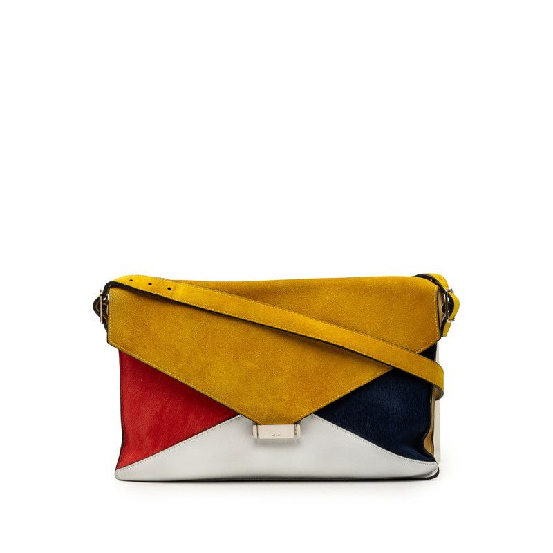 セリーヌ ダイヤモンドクラッチ トリコカラー ワンショルダーバッグ マルチカラー スウェード ハラコ レザー レディース CELINE【1-0273929】