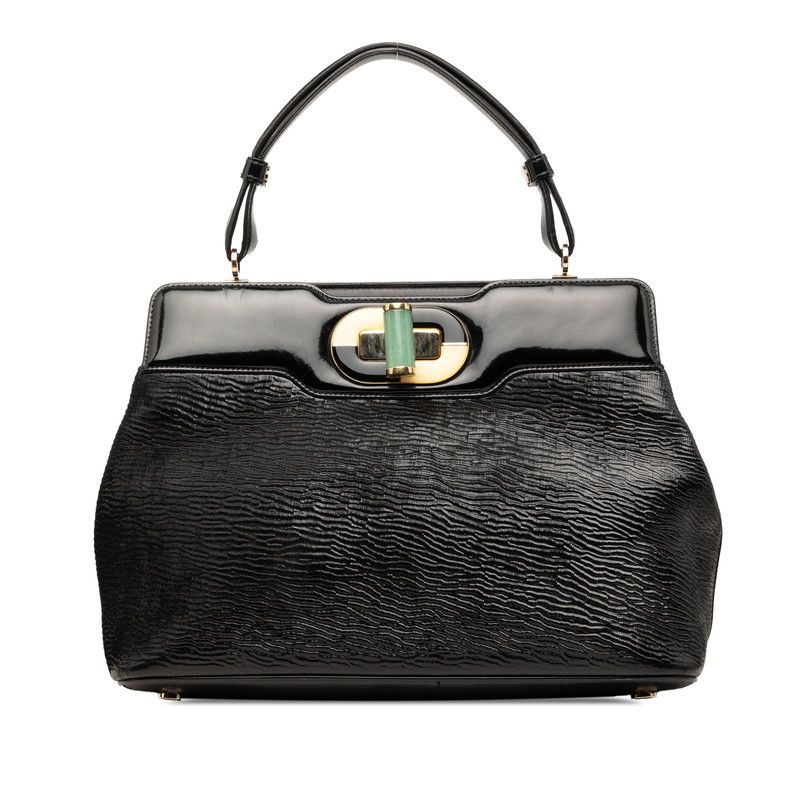 ブルガリ イザベラ ロッセリーニ ハンドバッグ ブラック レザー レディース BVLGARI【1-0273930】
