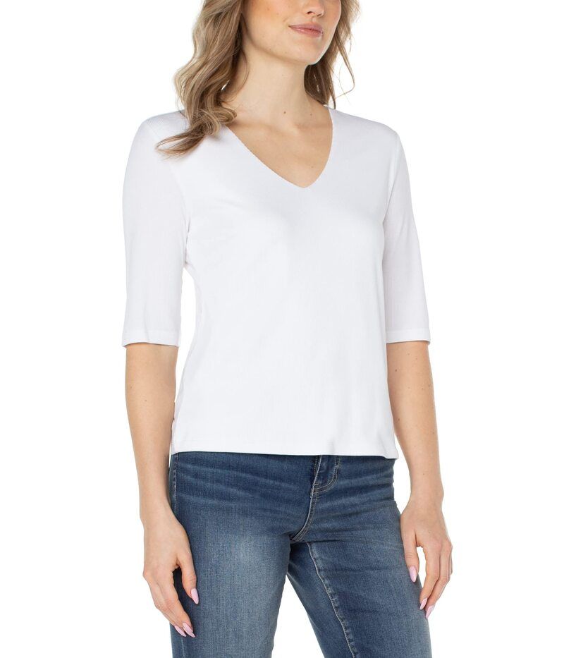 リヴァプール ロサンゼルス レディース アウター ニット・セーター リブニット Vネック Liverpoolos Angeles Double Layer VNeck 12 Sleeve Rib Kn