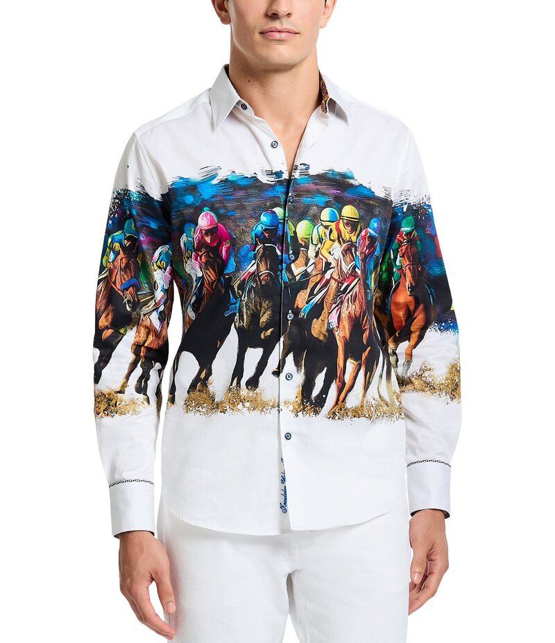 ロバートグラハム メンズ トップス シャツ プリント ダービー グラフィック Robert Graham Derby Day Graphic Printed Stretch Long Sleeve W