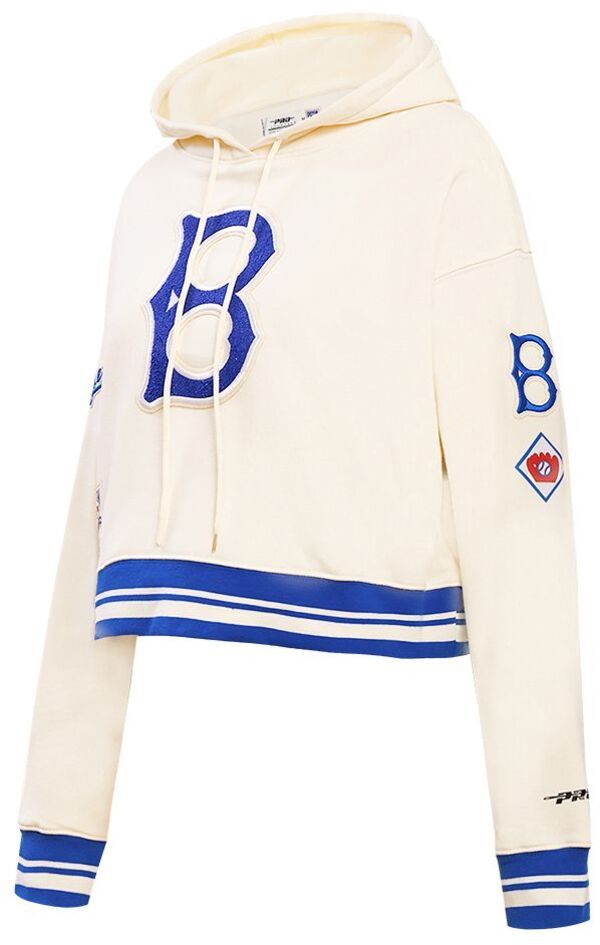 プロスタンダード レディース アウター パーカー・スウェット クロップド Pro Standard Womens Brooklyn Dodgers Retro Cropped Hoodie Cream