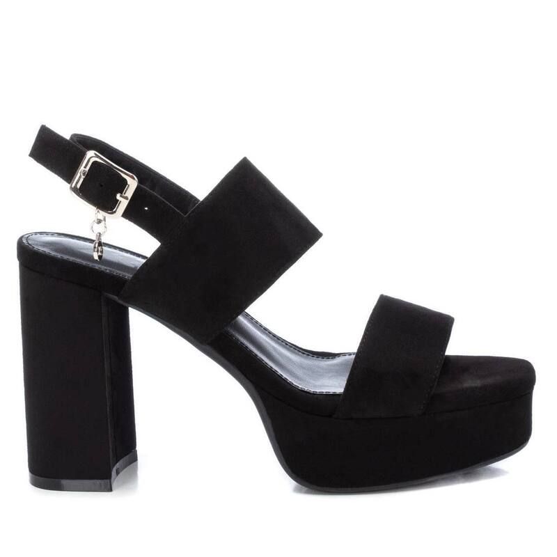 キシタイ レディース シューズ サンダル プラットフォーム スエード ヒール Womens Heeled Suede Sandals With Platform By XTI Black 141397