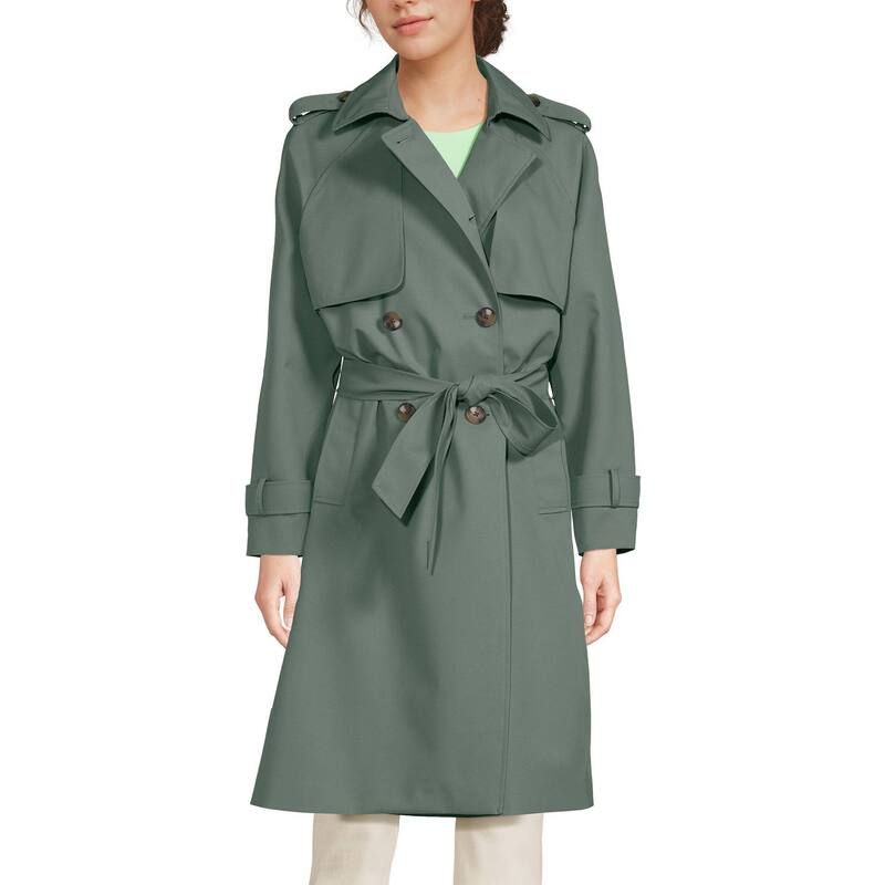 ランズエンド レディース アウター ジャケット・ブルゾン コート Womens Lands End Modern Trench Waterproof Raincoat Spruce