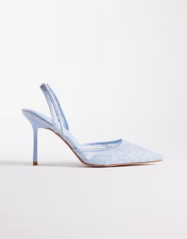 シミ レディース シューズ ヒール レース SIMMI Shoesimmi London Ursula slingback heeled shoes lace BLUE ブルー