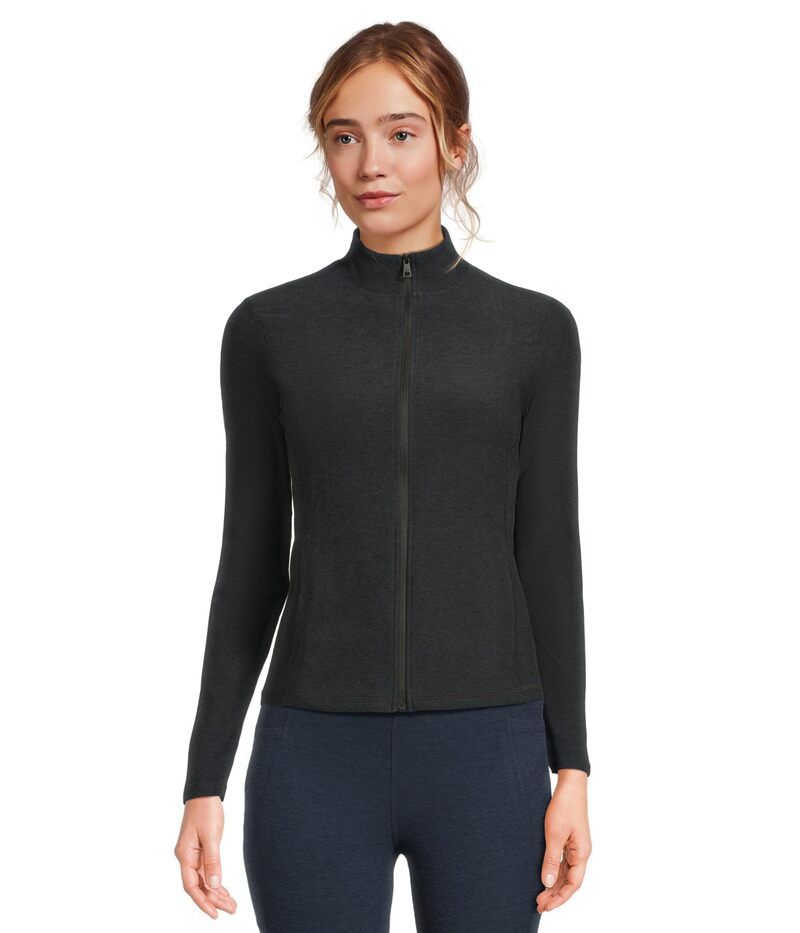 ビヨンドヨガ レディース アウター コート モックネック ジャケット Beyond Yoga Spacedye On The Go Mock Neck Jacket Darkest Night