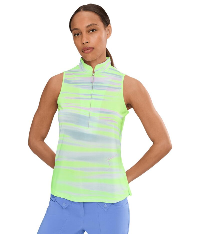 ジャイミーサドック レディース トップス シャツ ノースリーブ Jamie Sadock Painted Sunset Sleeveless Front Zip Yellow イエロー