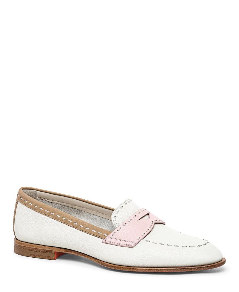 サントーニ レディース シューズ スリッポン・ローファー レザー Santoni Womens Leather Penny Loafer White ホワイト