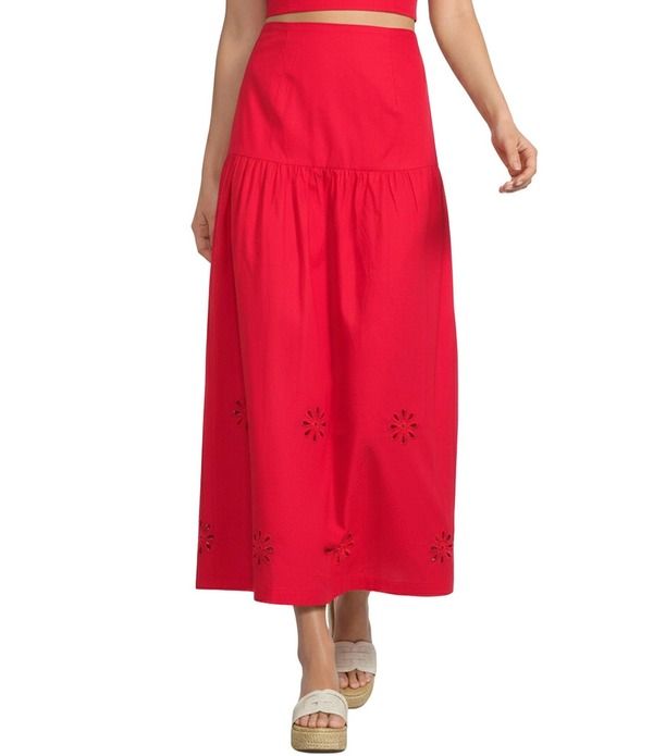 シュガーリップス レディース ボトムスカート プチ 刺繍 マキシ Sugarlips Petite Sizembroidered Eyelet HighRise Coordinating Maxi S