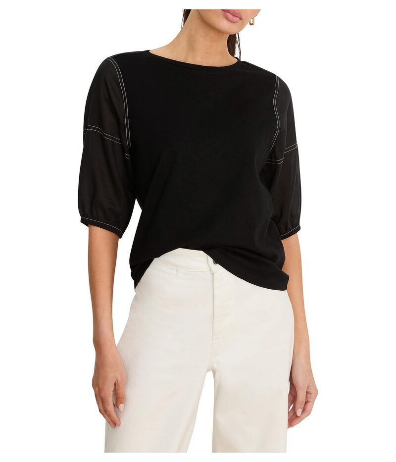 ニックプラスゾーイ レディース トップス シャツ コットン リネン NICZOE Linen Sleeve Cotton Tee Black Onyx ブラック