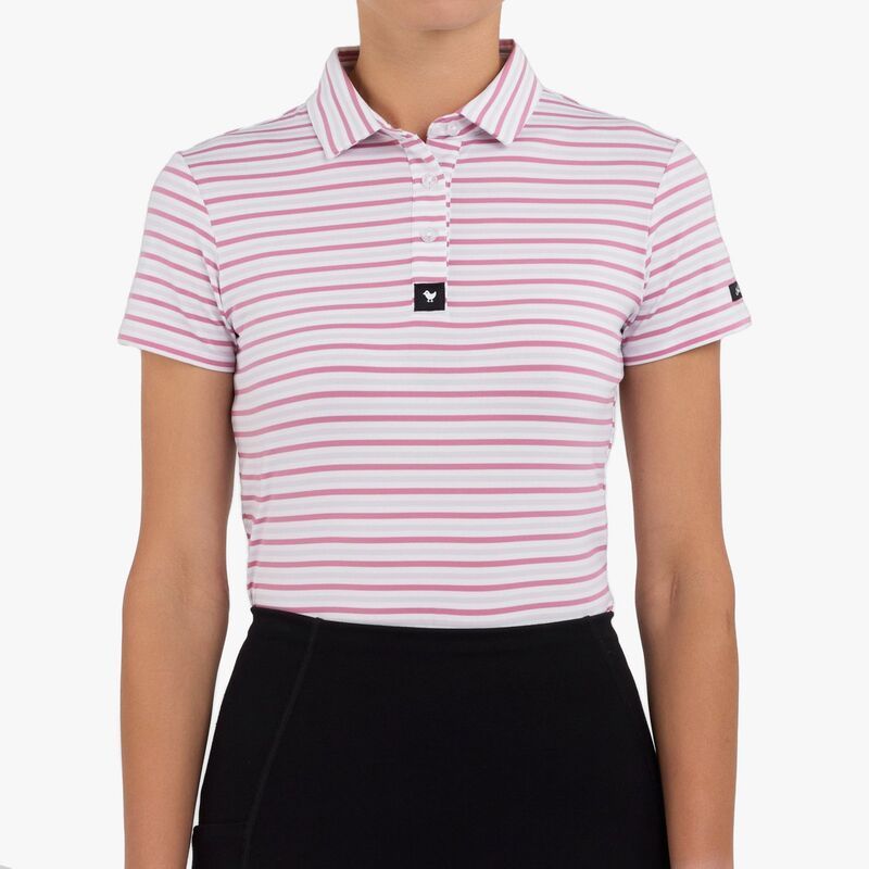 バッドバーディー レディース トップス ポロシャツ Bad Birdie Womenstriped Short Sleeve Core Performance Golf Polo Stripe Rig