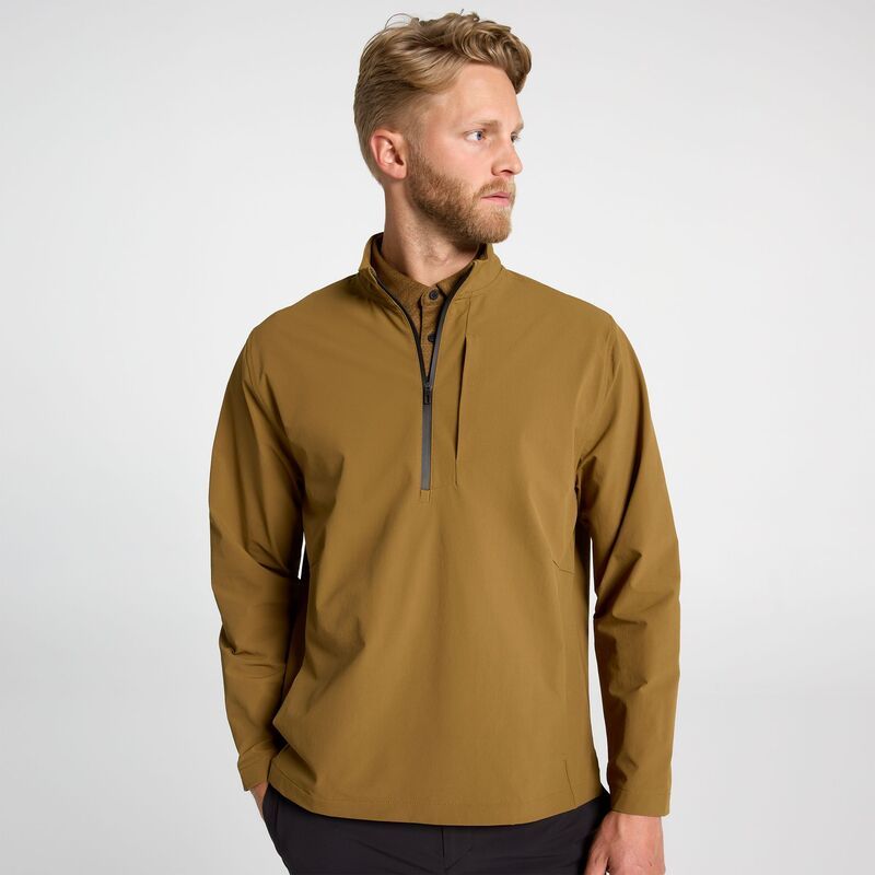 ヴァースト メンズ アウター パーカー・スウェット VRST Mens Woven 14 Zip Golf Pullover Brown Spice ブラウン
