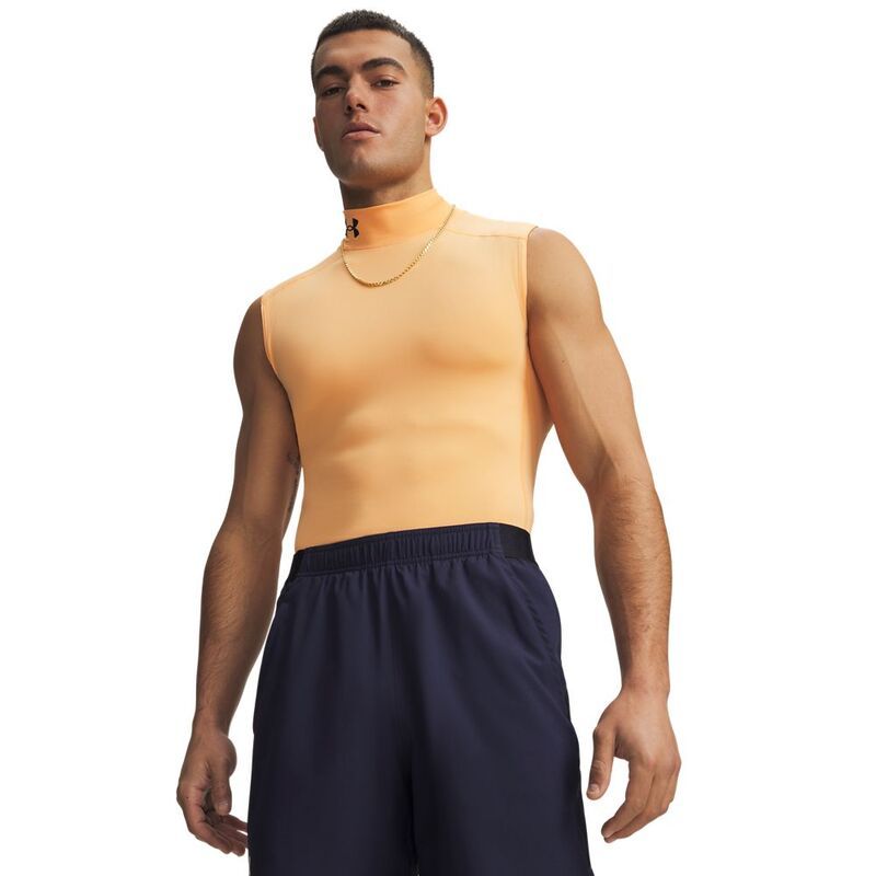 アンダーアーマー メンズ トップス シャツ ノースリーブ Under Armour Mens HeatGear Compression Mock Sleevelesshirt Green Citrin