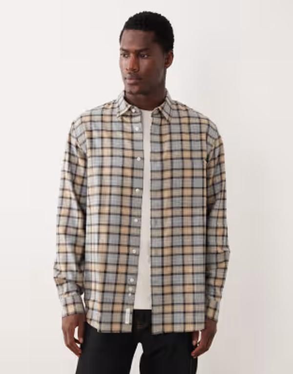 アルケット メンズ トップス シャツ リラックスフィット ARKET relaxed fit flannel shirt BEIGE ベージュ