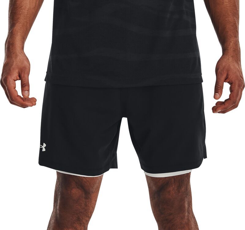 アンダーアーマー メンズ ボトムス ハーフパンツ・ショーツ ショートパンツ Under Armour Mens Vanish Woven 2in1 Shorts BlackWhite ホワイト