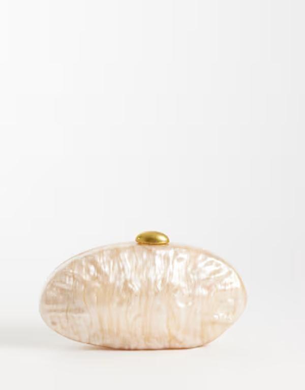 トゥルーデカデンス レディース バッグ True Decadence hard molten chrome clutch bag in cream クリーム