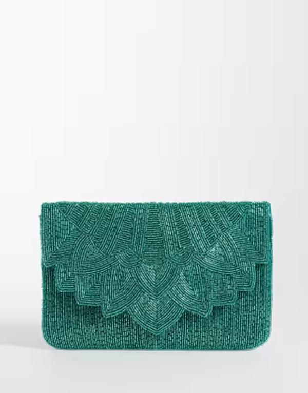 トゥルーデカデンス レディース バッグ True Decadencembellished envelope clutch purse in teal ティール