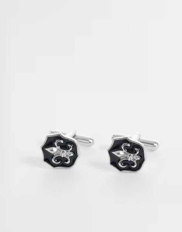 エイソス メンズ アクセサリー カフスボタン ASOS DESIGN fleurdelis cufflinks in burnished SILVER シルバー