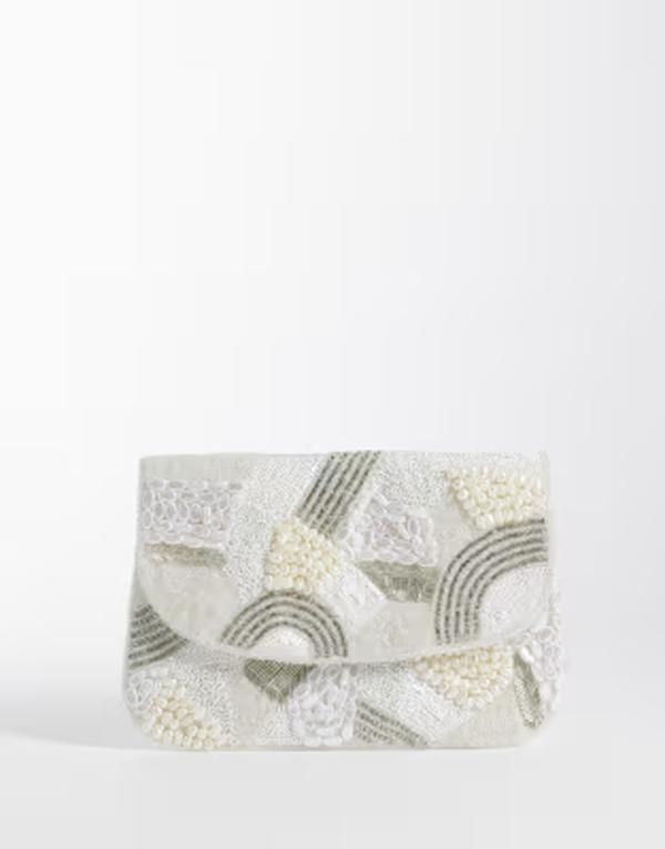 トゥルーデカデンス レディース バッグ True Decadence faux pearl embellished envelope clutch purse WHITE ホワイト